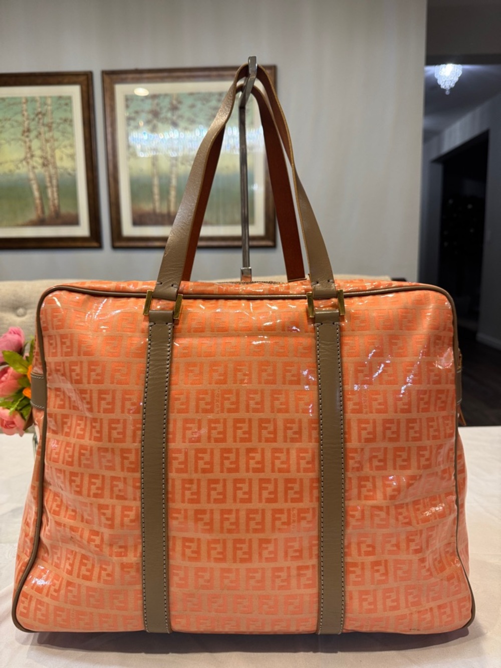 Authentic Fendi Orange FF Monogram Weekender bag - Picture 2 of 16